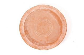Large Roman Red Ware Round Plate w/ Star Motif