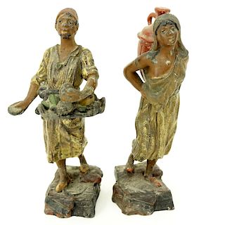 Pair of French Polychrome Spelter Figures