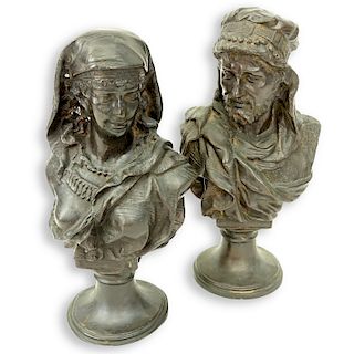 Pair of Spelter Orientalist Bust Figures