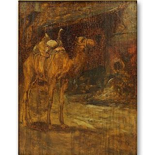 Orientalist School Oil On Board "Camel"