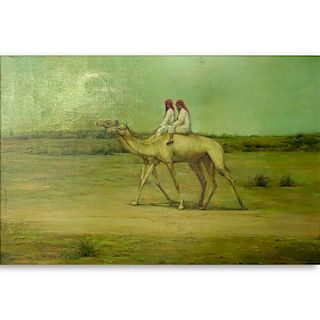 Orientalist School Oil On Canvas "Camel Riders"