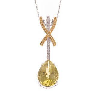 A Diamond, Sapphire & Citrine Necklace in 18K