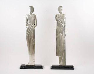 Pair of Art Deco Chrome Figural Sculptures