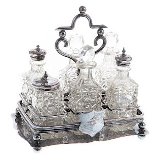Georgian style silver plate condiment stand