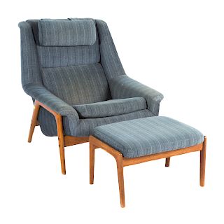 Folke Ohlsson teak lounge chair & ottoman