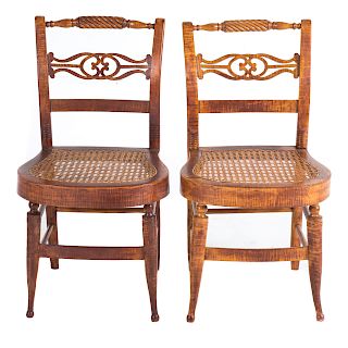 Pair of Federal tiger maple side chairs