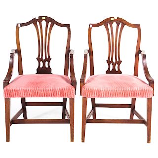 Two Scottish Hepplewhite mahogany arm chairs