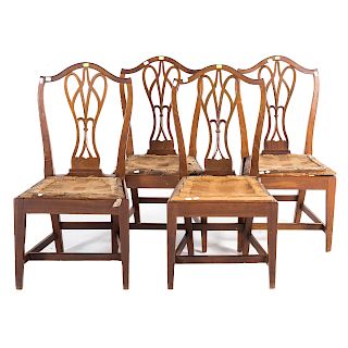 Four Scottish Hepplewhite mahogany side chairs