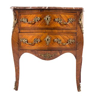 Louis XV style parquetry inlaid king wood commode