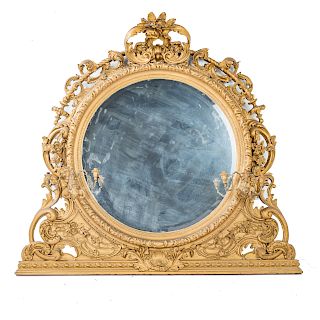 Rococo Revival gilt composition mantal mirror