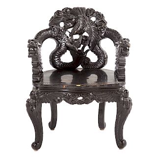 Chinese carved hardwood armchair
