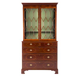George III inlaid mahogany bookcase
