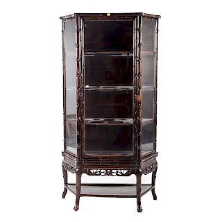 Chinese carved hardwood display cabinet