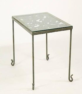 Grey Cast Iron & Glass Top Accent Table