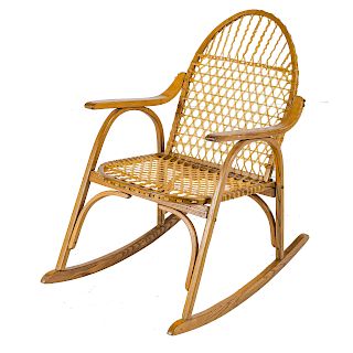Vermont Tubbs oak and rawhide rocking chair