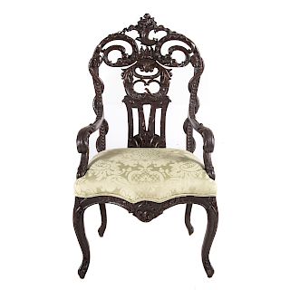 George III style carved oak armchair