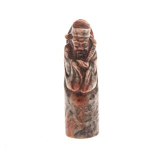 Chinese carved hardstone figural chop