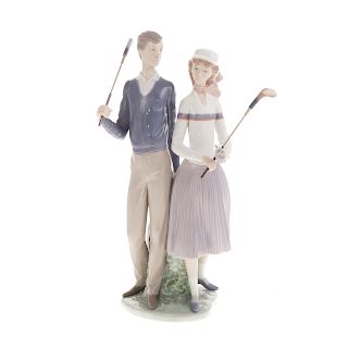 Lladro porcelain group: Golfing Couple