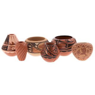 Six Native American pottery articles Jemez tribe