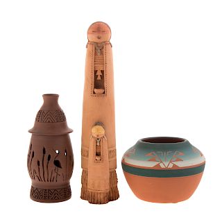 Three Native American pottery articles