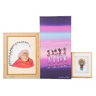 Three Native American themed artworks