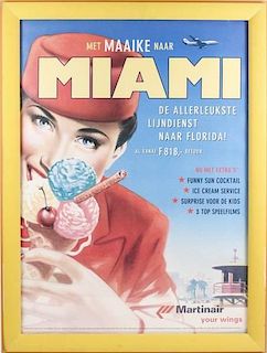 Martinair Ad Poster, "Miami", Scarce Dutch Version