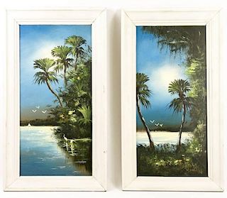 Pair of W. Daniels Paintings, Florida Highwaymen