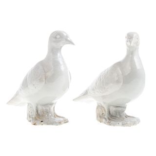 Pair Chinese celadon pigeons