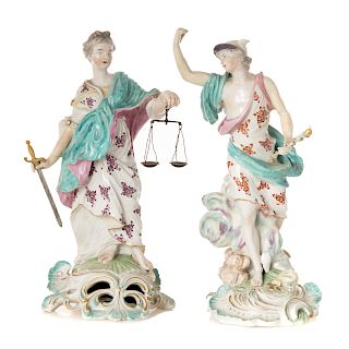 Derby soft paste figures of Hera and Mercury