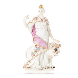Meissen porcelain K.C.H. figure of queen with lion