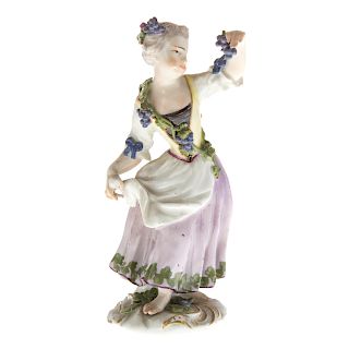 Meissen porcelain figure peasant girl grape picker
