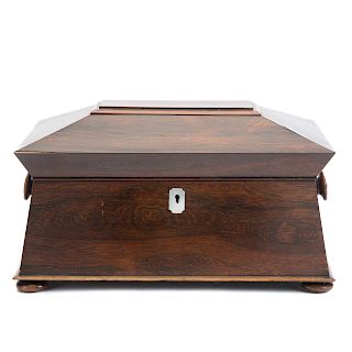 George IV sarcophagus-form rosewood tea caddy