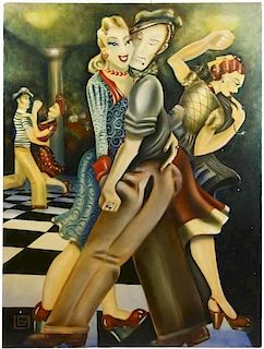 Lea Vendetta, Couples Dancing Painting, Signed