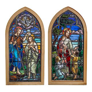 Two religious stained glass windows
