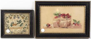 Two English Needlework Pictures, Height of largest 10 1/4 x width 15 1/4 inches.