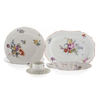 Five early Meissen porcelain table articles