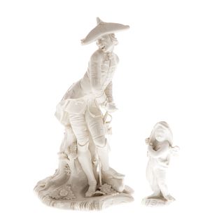 Two German white porcelain figures