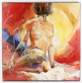 Contemporary Seated Female Nude, Signed