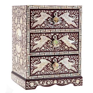 Korean mother-of-pearl inlaid jewelry chest