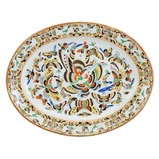 Chinese Export Black Butterfly oval platter