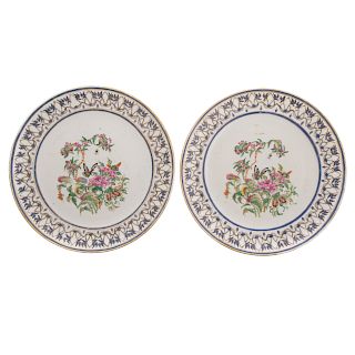 Pair Chinese Export Famille Rose plates