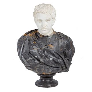 Classical style carved marble bust of a Caesar