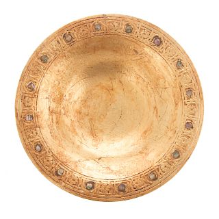 Tiffany gilt bronze abalone inlaid bowl
