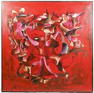 Modern Abstract Figural Painting on Canvas