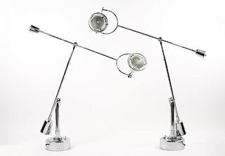 Pair of Modernist Chrome Cantilever Table Lamps
