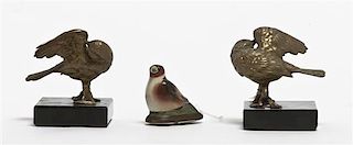 Two Bronze Ornithological Figures, Height of pair 4 1/4 inches.