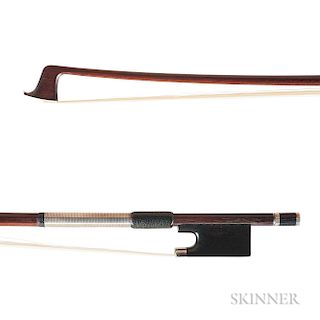 Silver-mounted Violin Bow, Attributed to H.R. Pfretzschner