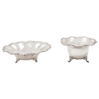 A PAIR OF STERLING SILVER CENTERPIECES.