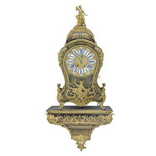 A BOULLE STYLE CLOCK WITH PLYNTH.
