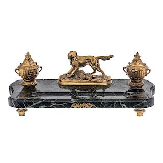 JULES MOIGNIEZ (FRANCE, 1835-1894). INKSTAND WITH A DOG.
